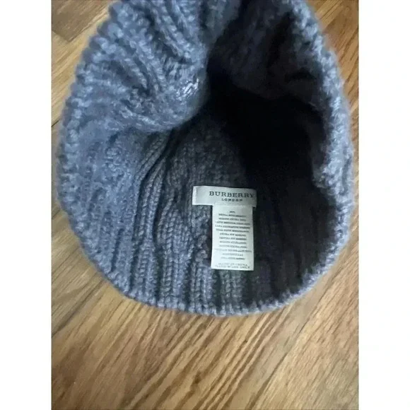 Burberry Youth Beanie Merino Wool Gray Size S/M
